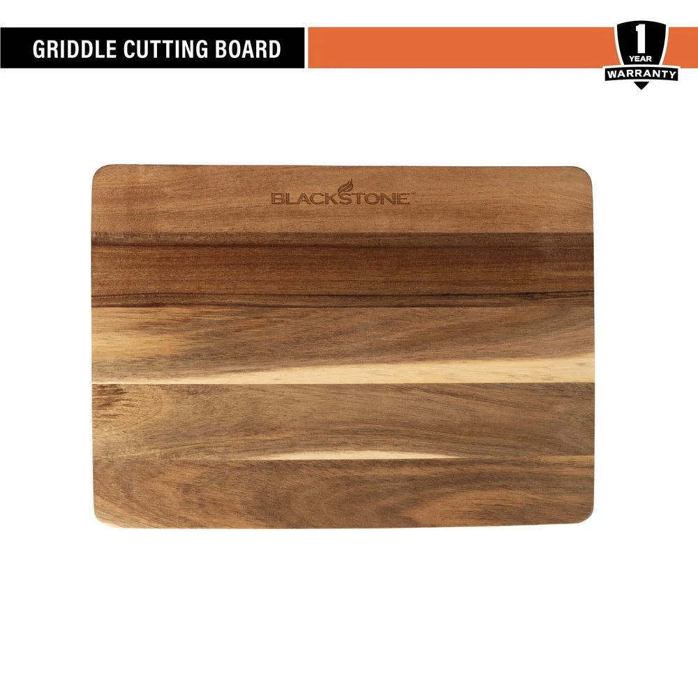 Acacia wood griddle top cutting board meat resting and food preparation with base support hand wash only - united states