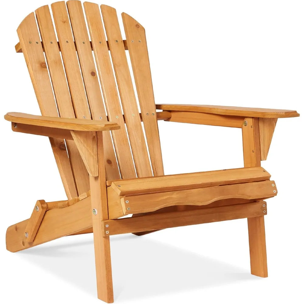 Folding adirondack chair outdoor wooden accent furniture fire pit lounge chairs for yard garden,