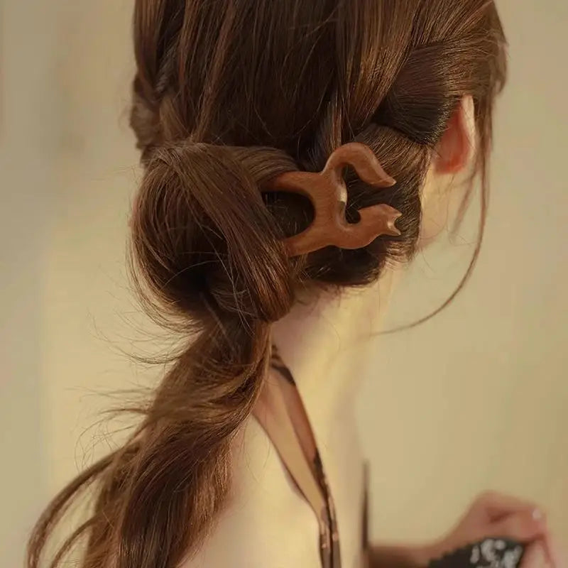 Wooden hair stick u-shaped fork cat butterfly chinese style fashion hairpin headwear girl accessories