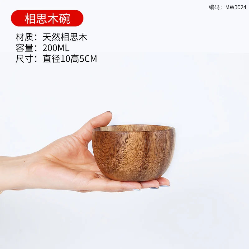 Japanese acacia wooden bowl set kitchen accessories household salad kneading solid tableware - a 10x 5cm