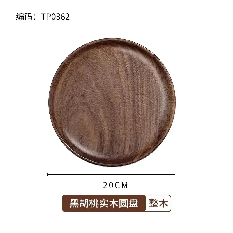 Wooden food tray walnut tea deluxe serving home tableware storage accessories coffee dessert snack - b 20x20x2cm