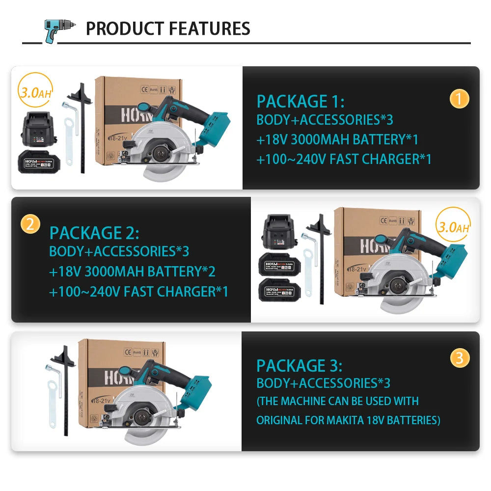 125mm brushless mini electric circular saw cordless - 45 degree adjustable gardening woodworking cutting diy power