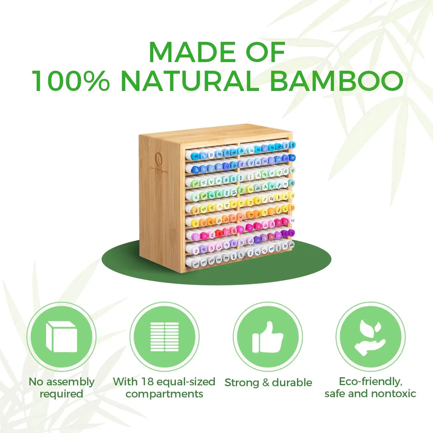 Ohuhu bamboo marker organizer wooden desktop storage hold 126 markers pens pencils art brushes stationary pen holder