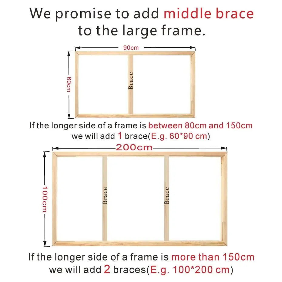 60x120cm wooden frame for 65x125cm picture wall art canvas diamond painting large size poster - wood frame