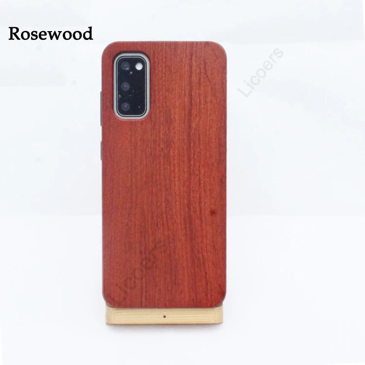 For samsung galaxy s25 s24 s23 s22 s21 fe note 20 s20 ultra plus case thin solid natural wood cherry walnut bamboo