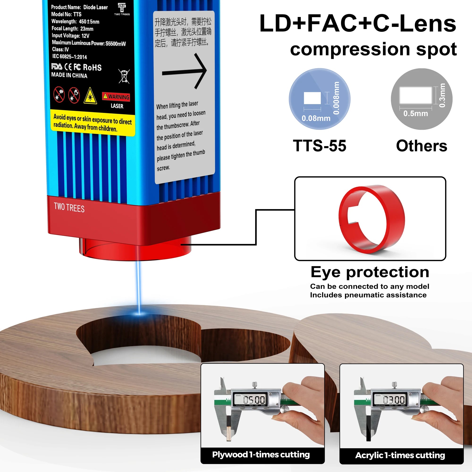 Twotrees tts-10 tts-55 laser engraver 15w/40w/80w engraving cutting woodworking machine for wood plastic stainless steel