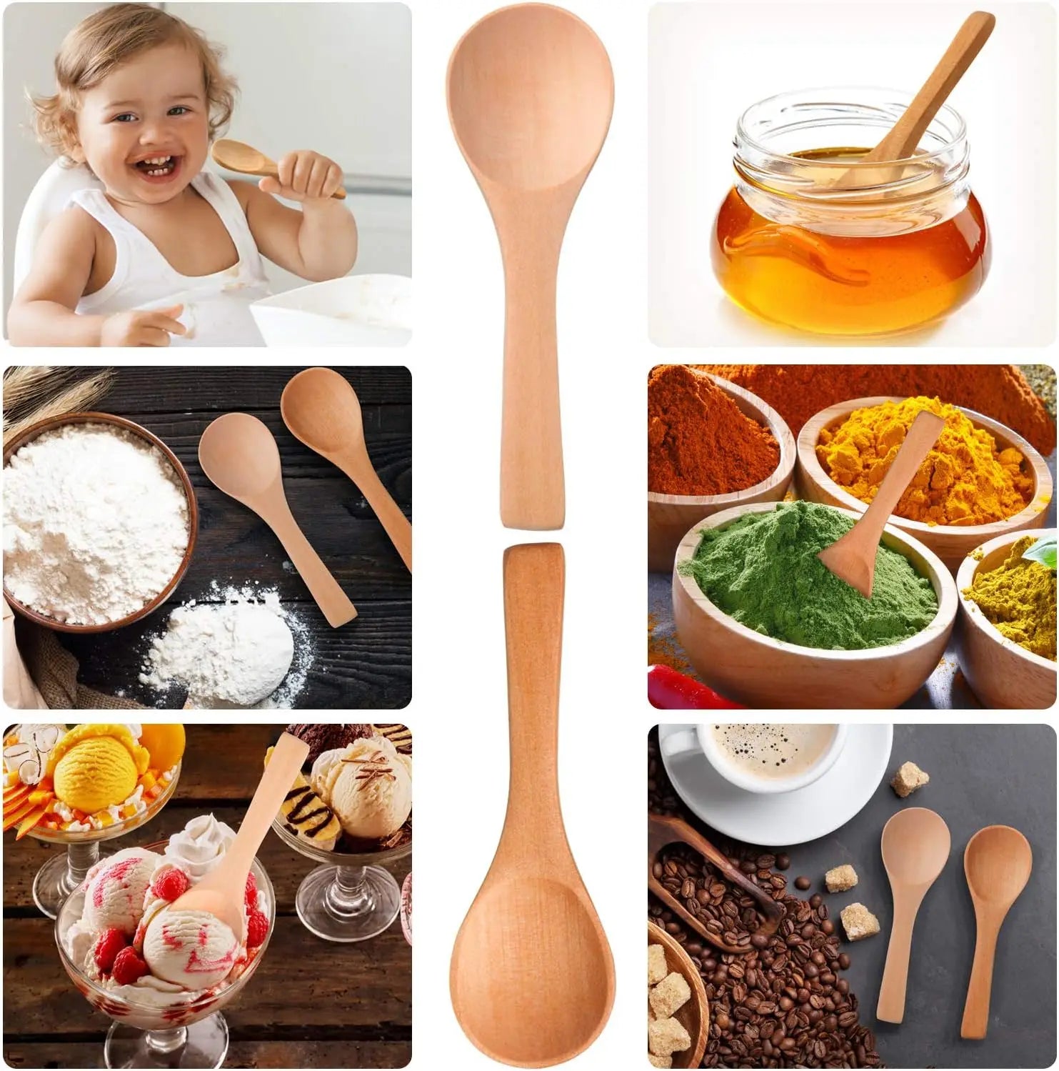 30-200pcs small wooden spoons for honey jars party favors 3.5’’ mini teaspoons for sugar spices salt creamer spoon