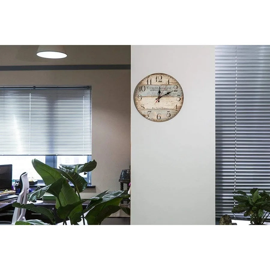 12 inch silent vintage wooden round wall clock arabic numerals rtic chic style home decor victo - united states