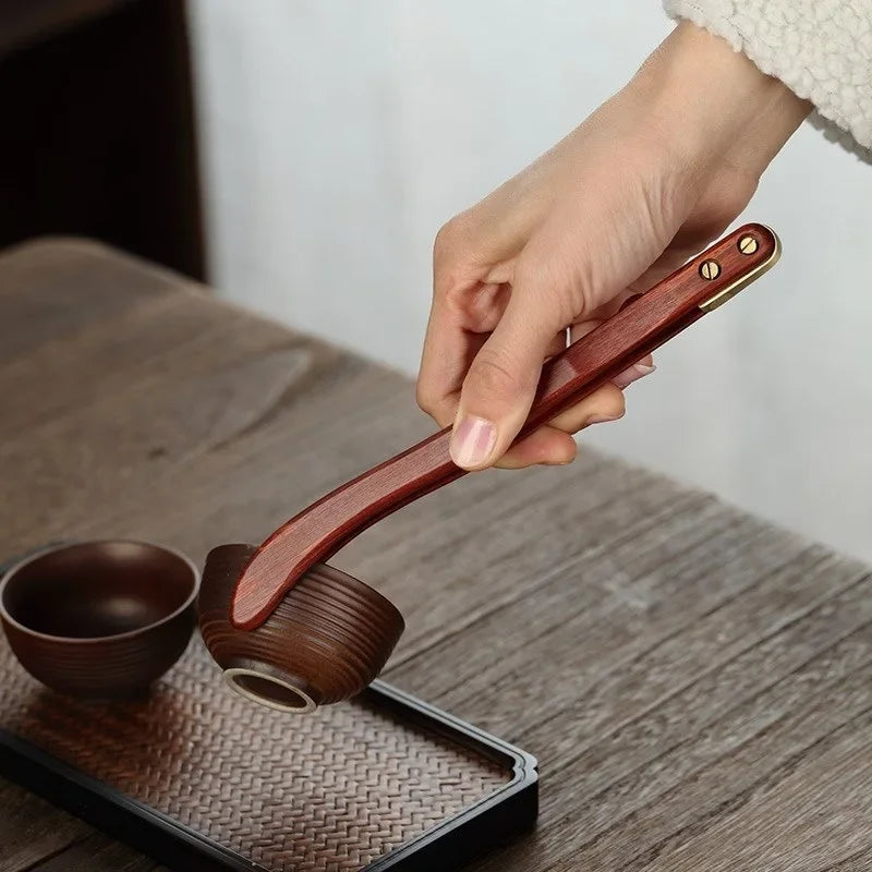 Solid wood pure copper tea clip kung fu set ceremony utensils household cup metal tweezers wash pincers
