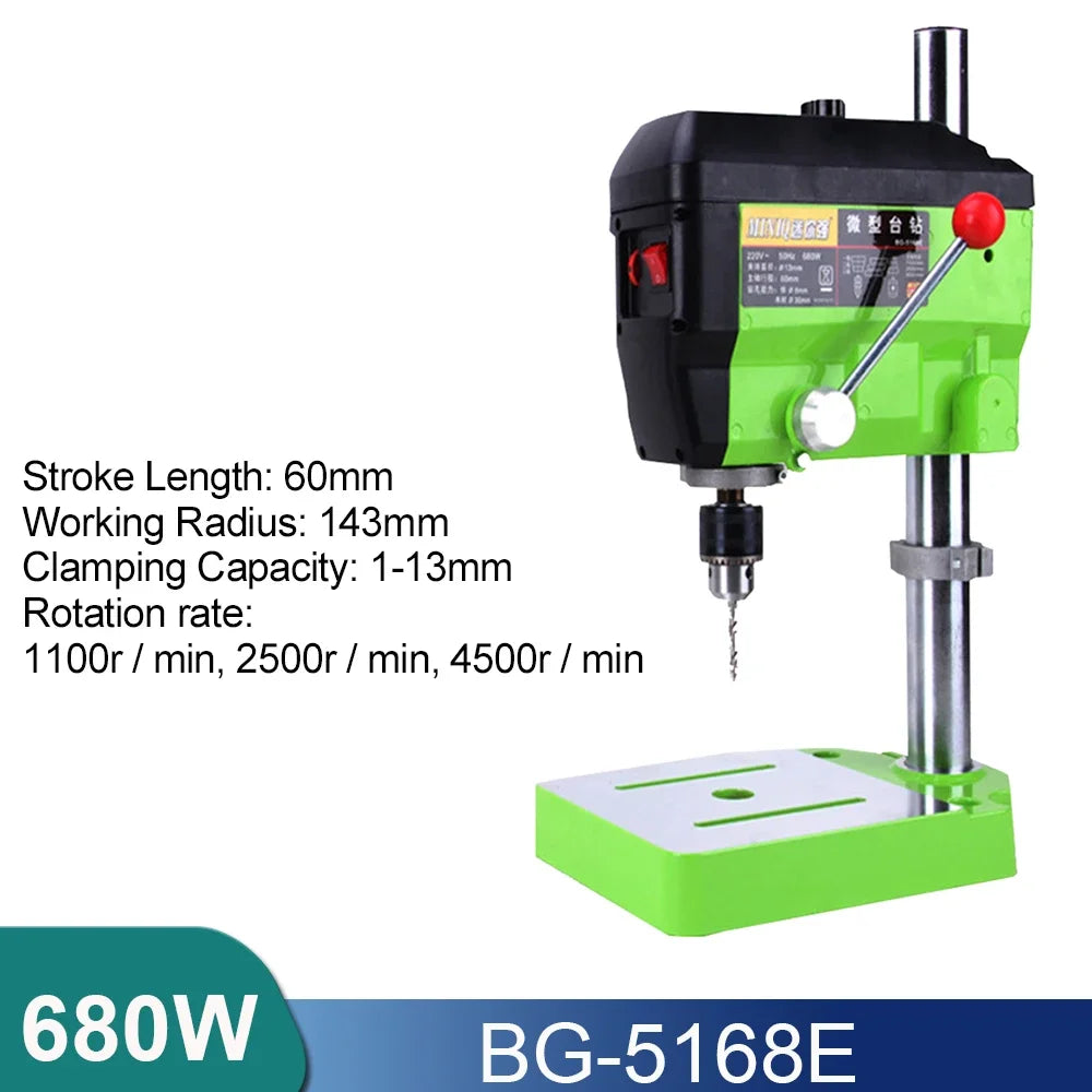Allsome mini bench drill drilling machine variable speed chuck 1-16mm for diy wood metal electric tools - bg-5168e