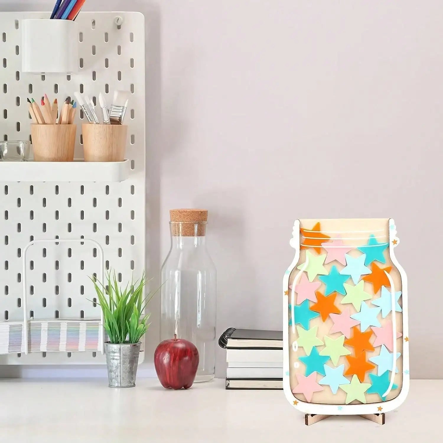 1pc creative christmas gift,wooden star reward jar- motivational teaching tool for encouraging good behavior, - other