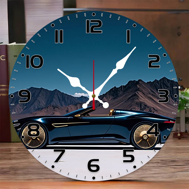 Transportation wooden round silent hanging wall clock,suitable for living room,office,study room,bedroom,home