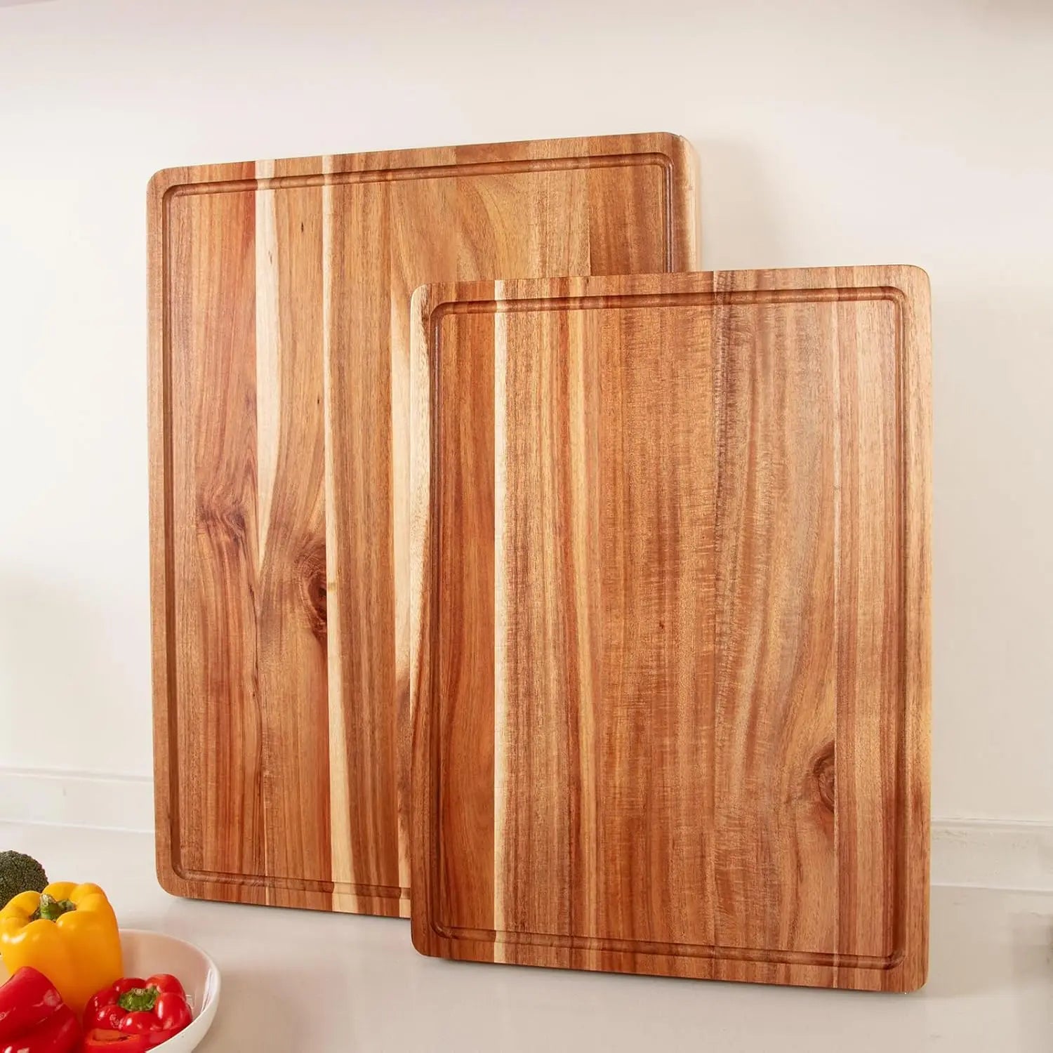 Extra large acacia wood cutting board thick butcher block chopping with side handles for meat vegetables fruit