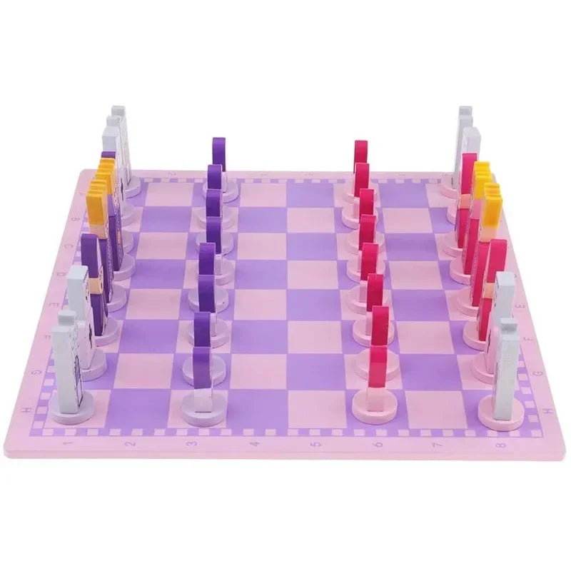Travel chess set with board educational toys for kids adults wooden international game colour king and queen - set