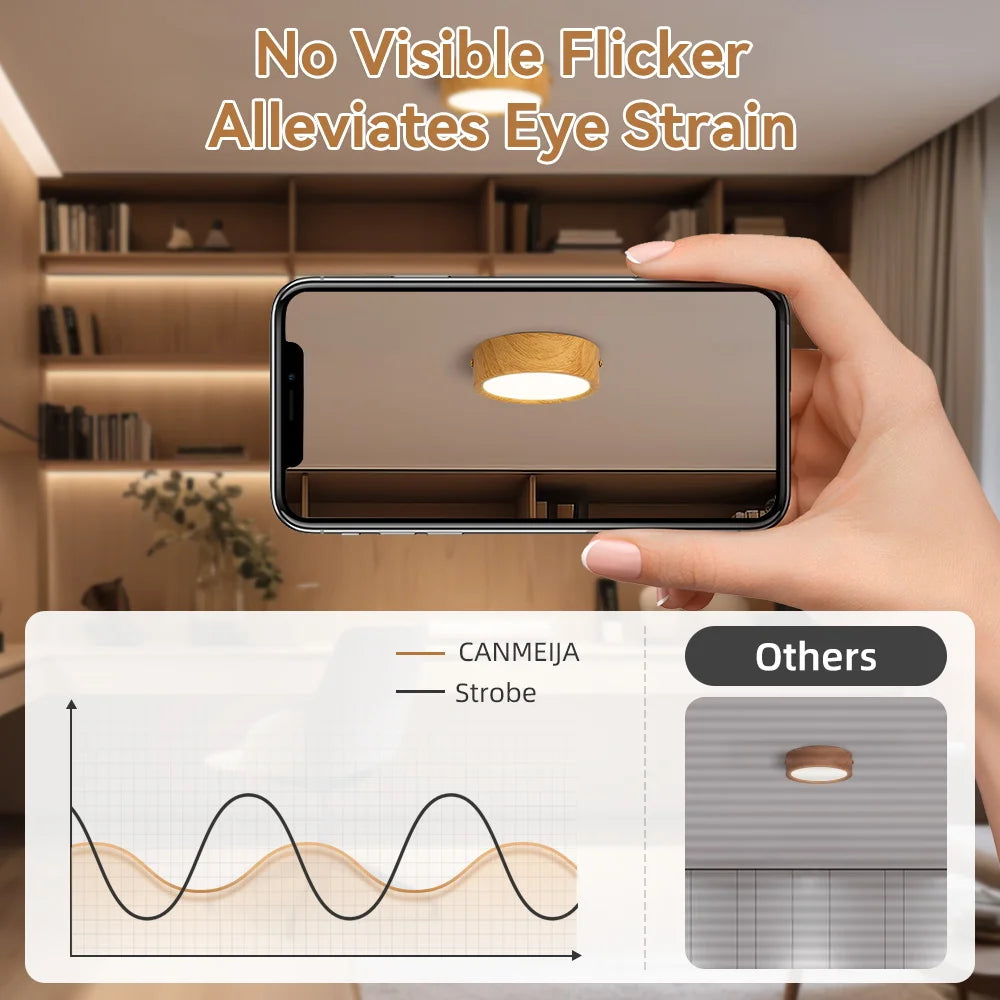 Wood ceiling light 3 colors memory downlight surface mounted led spotlight modern indoor for living room bedroom panel