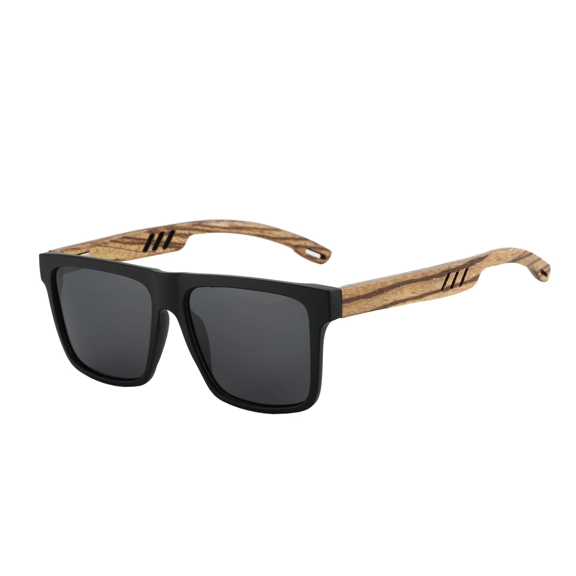 Zenottic walnut wood sunglasses with dark polarized lenses for men and women | uva/uvb ray protection - 001 / znottic