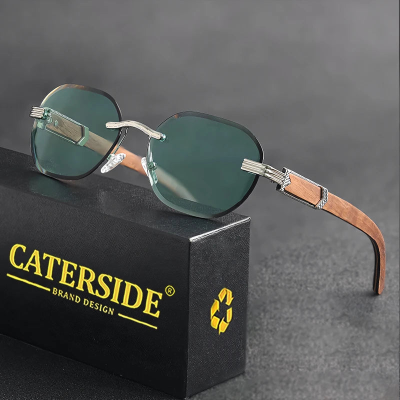 Caterside new natural solid wooden sunglasses men boundless round fashion sun glasses women party business outdoor