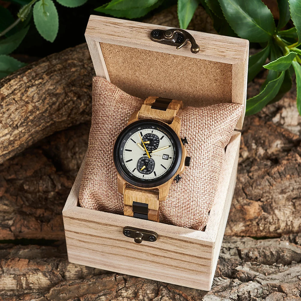 Bobo bird wood watch men luxury timepieces chronograph auto date male quartz wristwatches great gift for custom