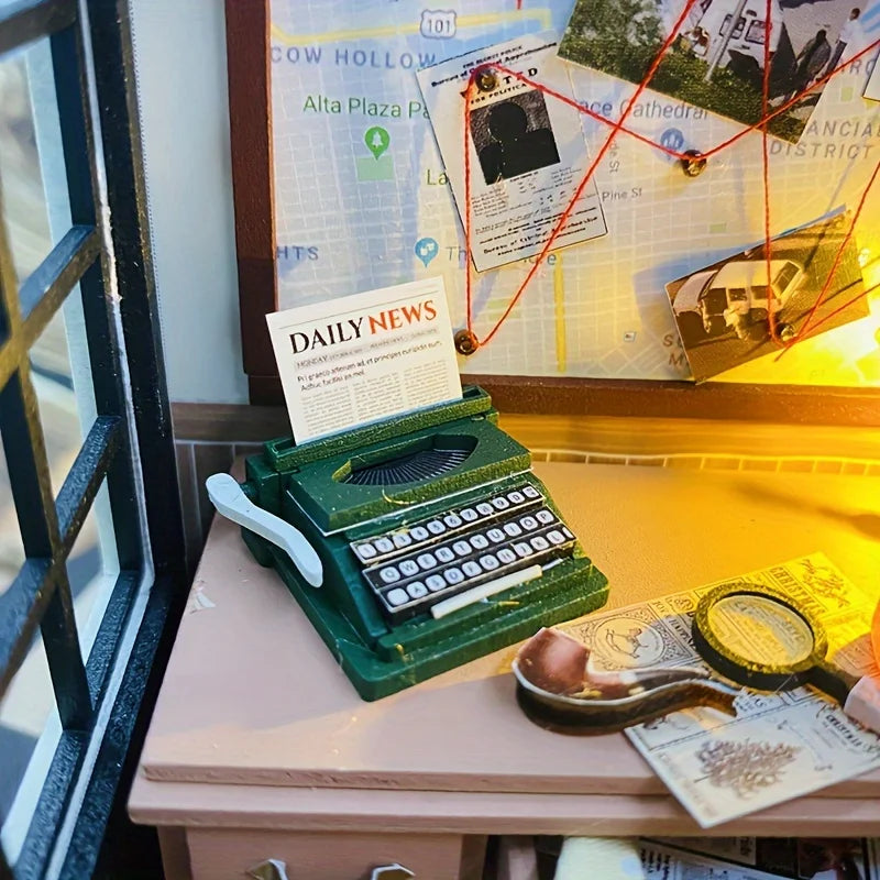 Magic detective agency diy miniature house 3d wooden model kit creative birthday & christmas gift black friday