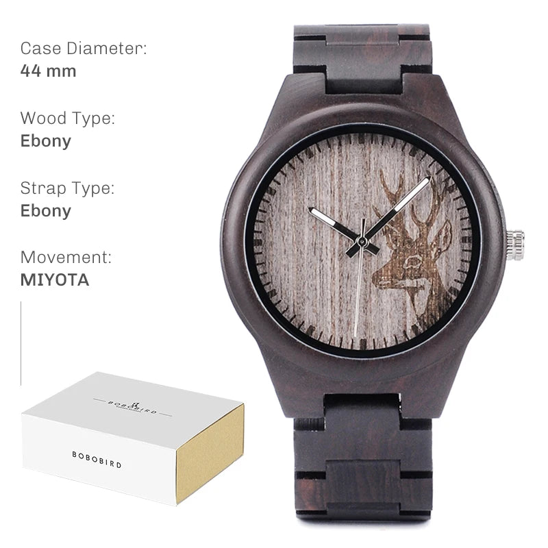 Bobo bird wood watch for men natural handcrafted wooden watches lightweight quartz wristwatch limited time offer