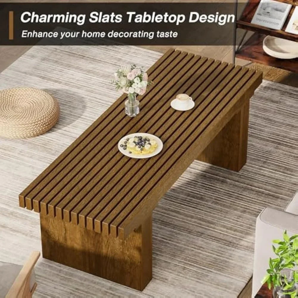 Rectangle coffee table: 47.24-inch wood modern table cocktail for living room farmhouse center - united states