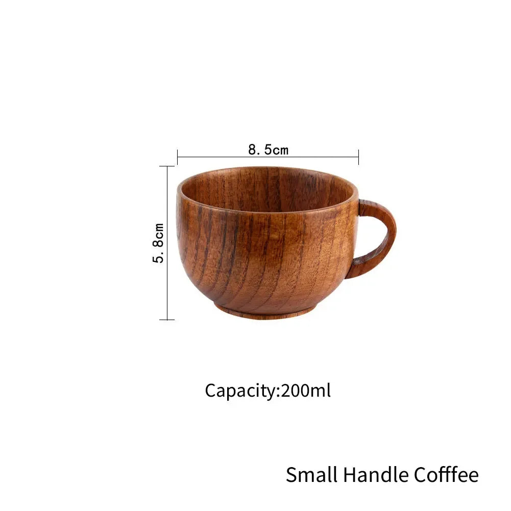 Jujube wooden handmade water coffee mug cup tea beer juice milk mugs drink cups with handle retro gift - smallhandle