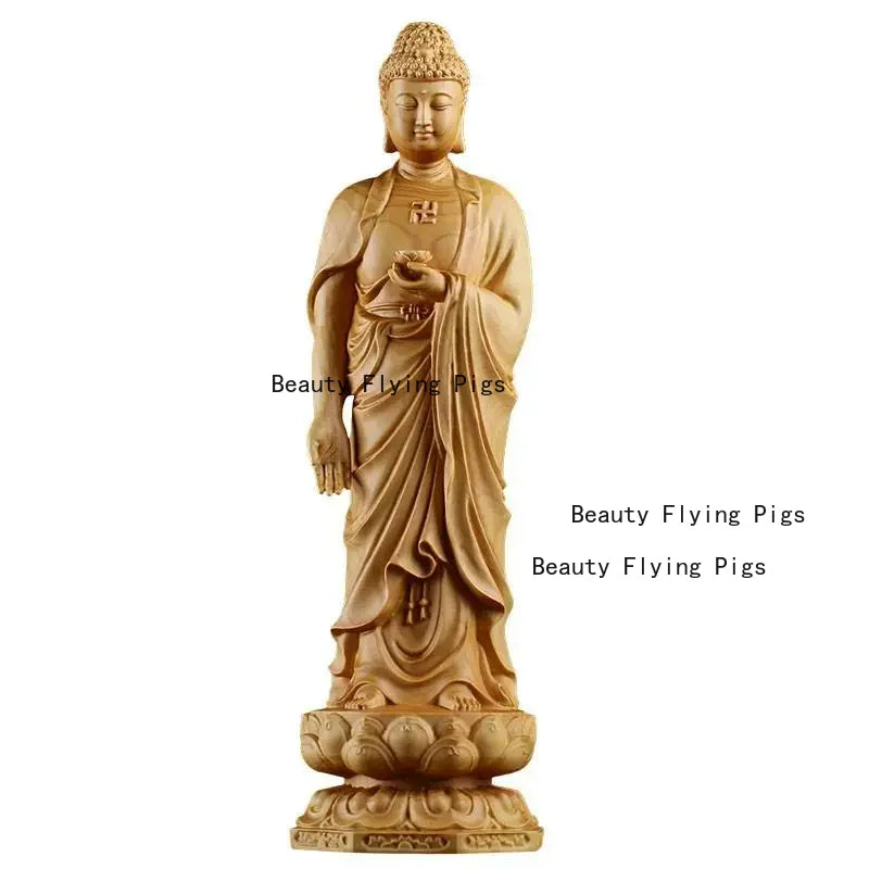 wood-carving-the-buddha-figurine-amitabha-statue-sculpture-home-living-room-decoration-buddhist-supply-art-crafts-ornament