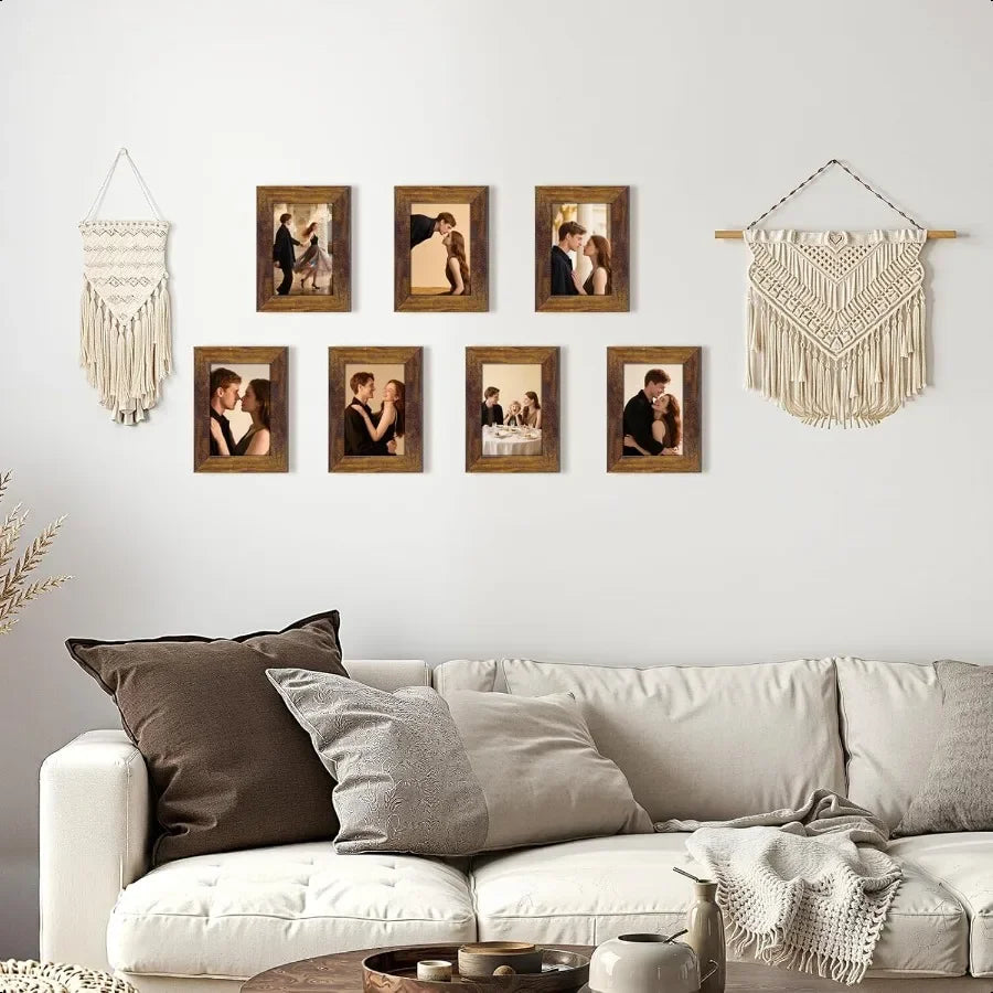 8x10 picture frame rustic brown frames fits 8 by 10 inch prints wall tabletop display 7 pack - united states