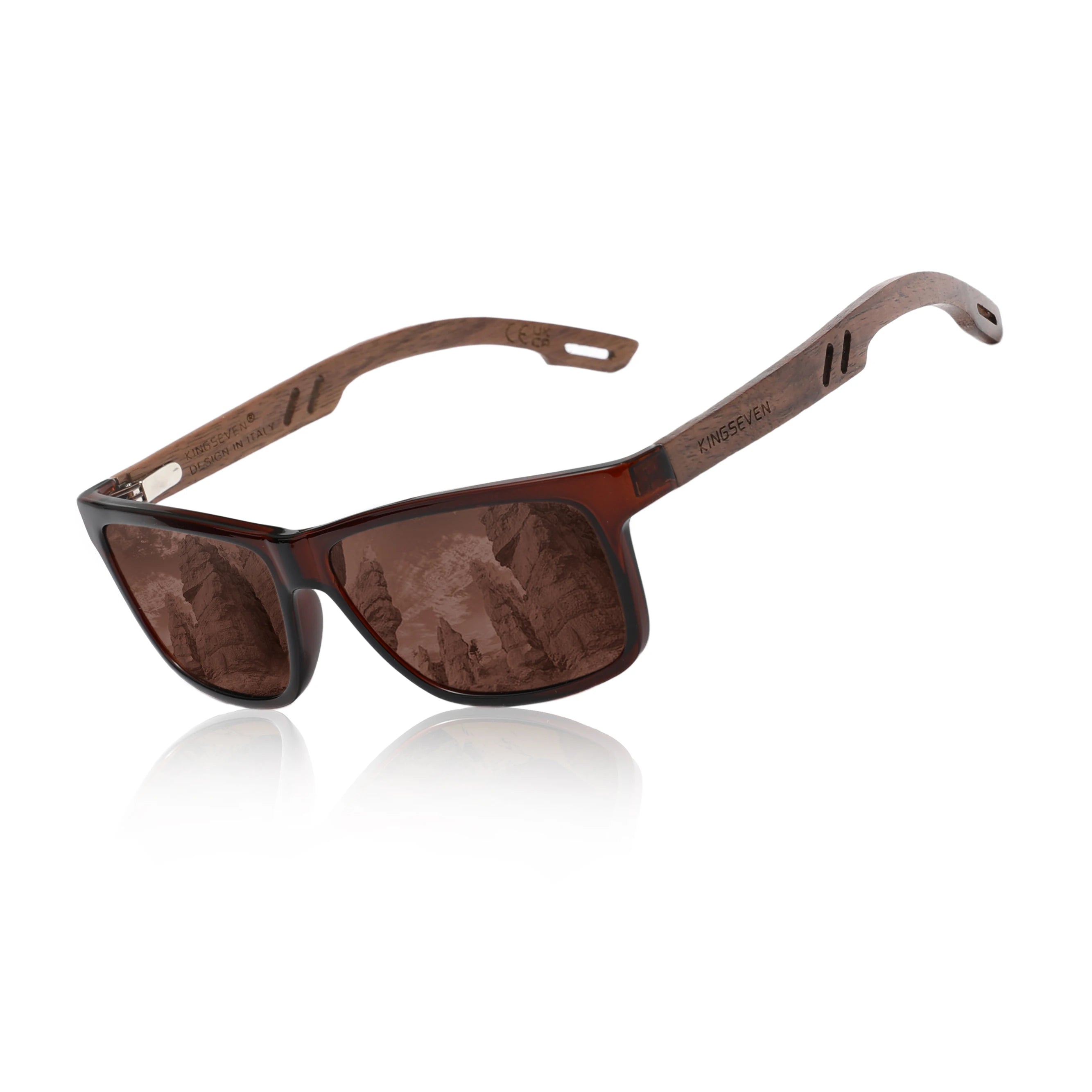 Kingseven sunglasses for men polarized walnut glasses retro man eyeglasses uva&b protection sun shades oculos gafas de