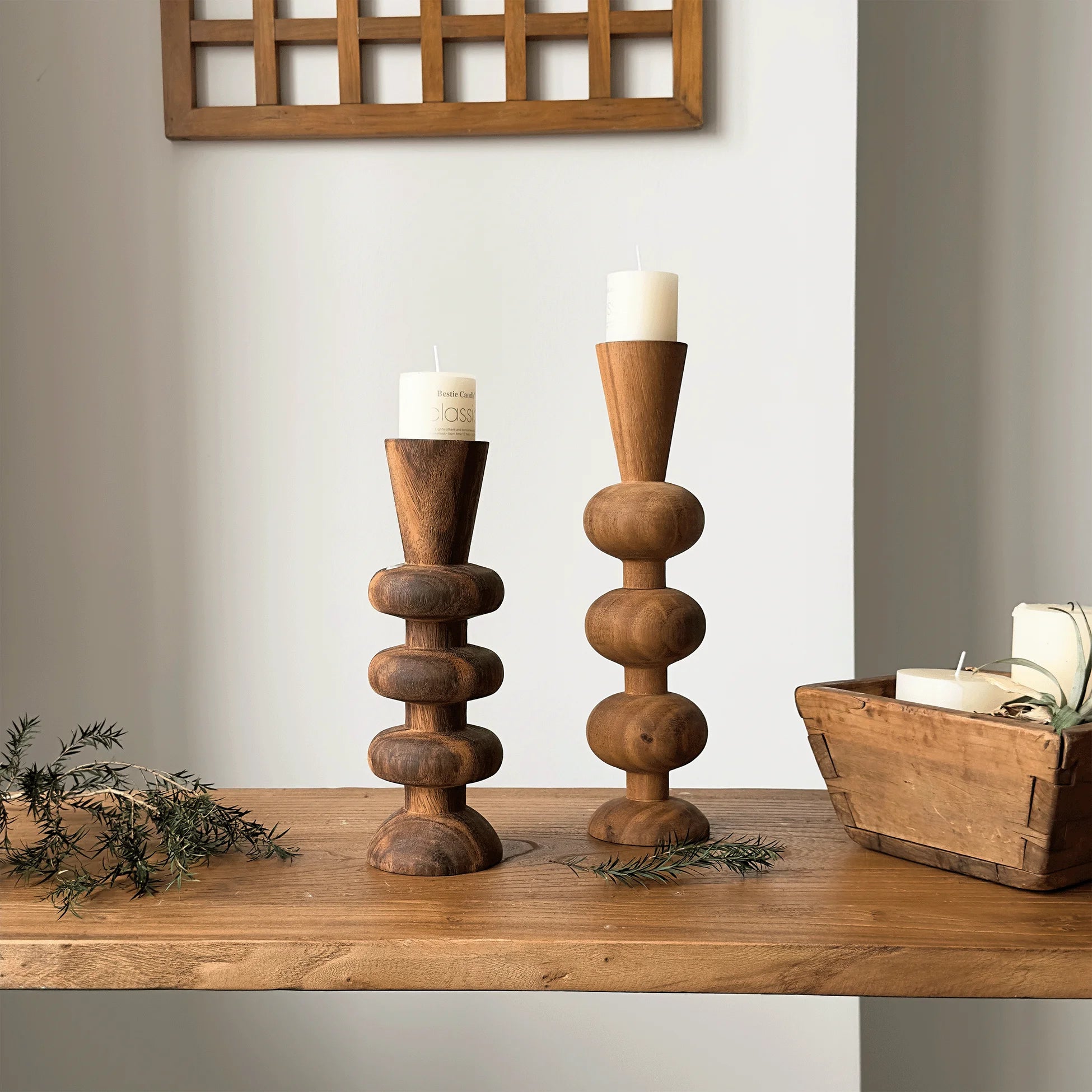 Walnut geometric ring candle holder ornament hotel natural wood color scented home decoration accessories centre