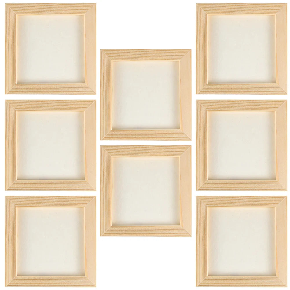 5 pcs (15cm) / (12cm) hand decor clay picture frame photo wood frames blank diy wooden slush craft child - 12x12cm 8pcs