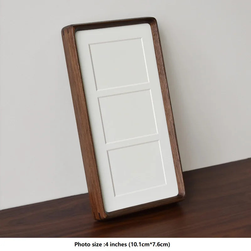 New stylish diy dual and triple grid photo frames creative solid wood tabletop display frame picture holder - walnut