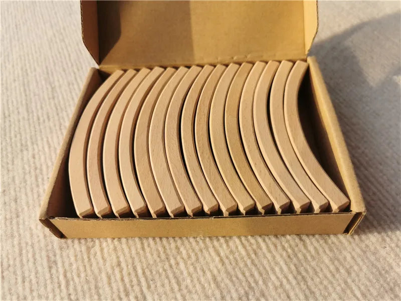 New beech wood arch stacking blocks rainbow bending wooden building timber toys set for kids creative play - nature 15