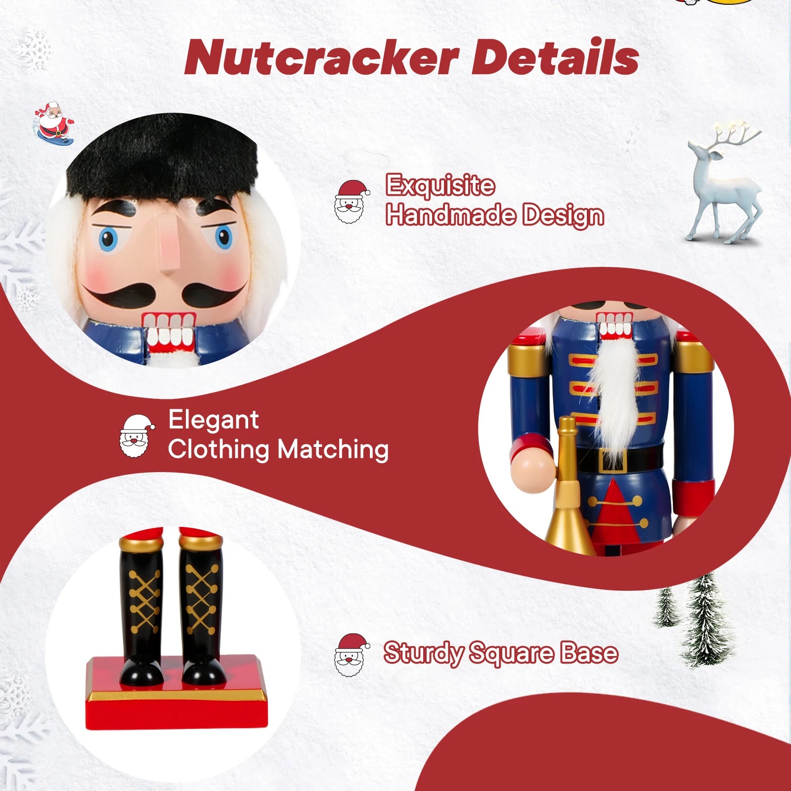 Nutcracker soldier doll wooden christmas puppet for holiday decor creative craft gift home office desktop ornament xm