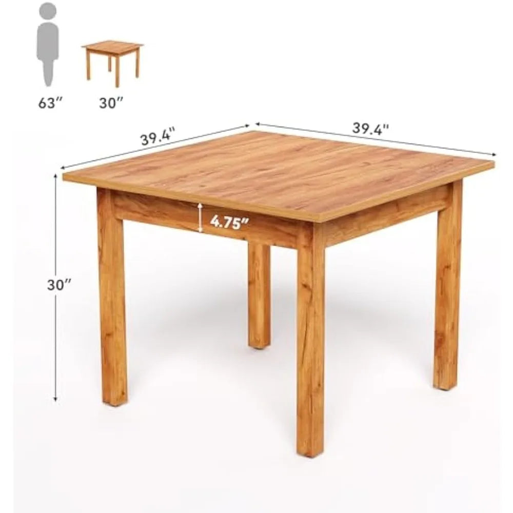 Modern brown wooden 39’’ square dining table for 4 small kitchen dinner ideal living room - united states