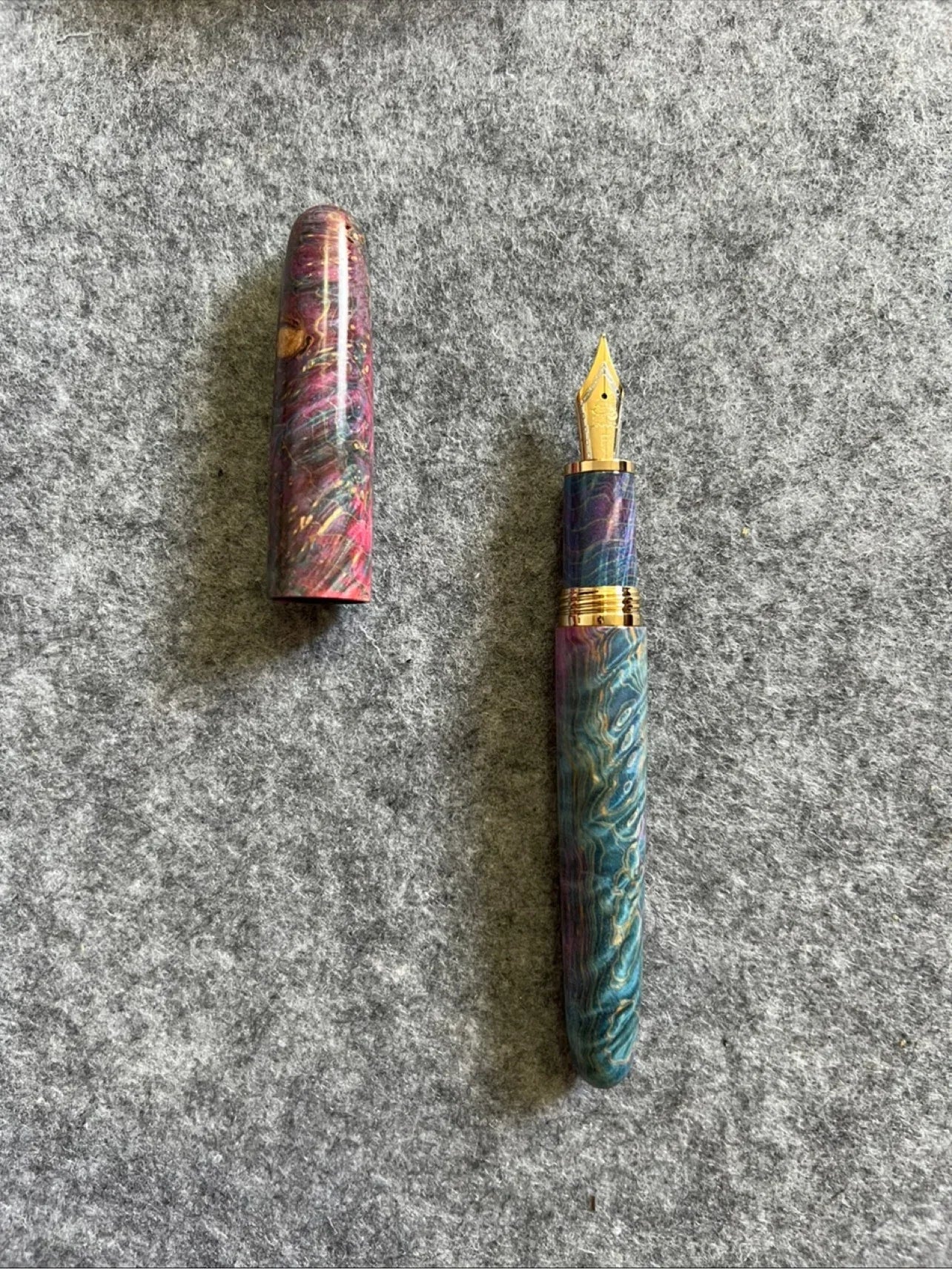 Jinhao 9056 pattern stabilized wood fountain pen long knife nib writing ink school office supplies students gifts - red