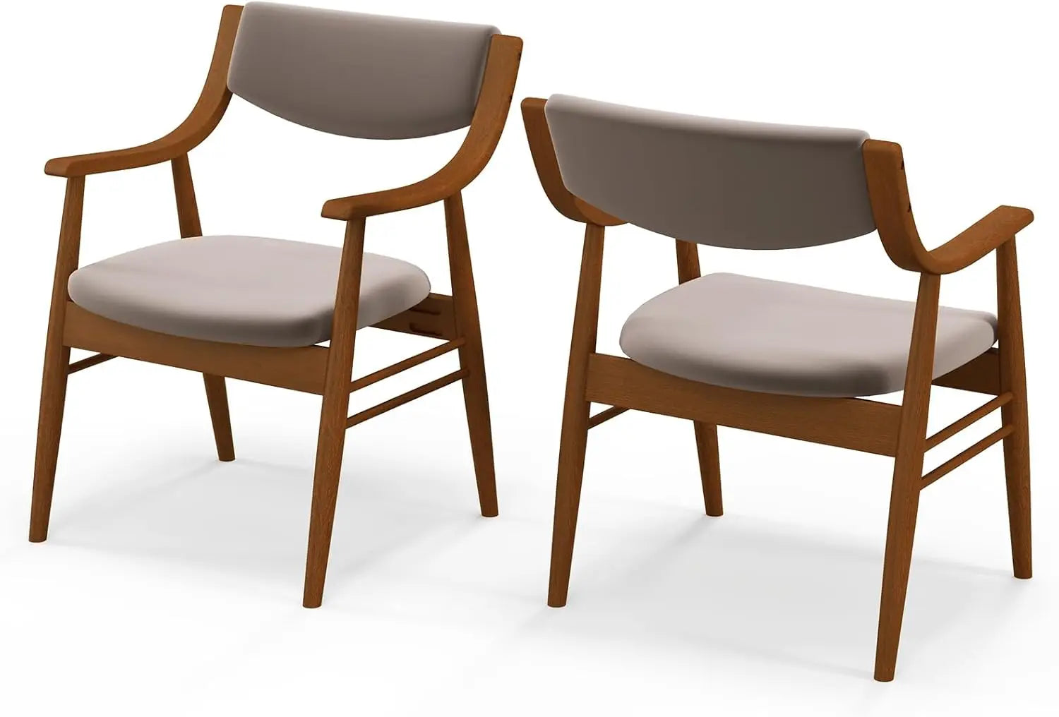 Wooden dining chairs set of 2 pu leather upholstered kitchen w/padded seat & back rubber wood frame comfy modern