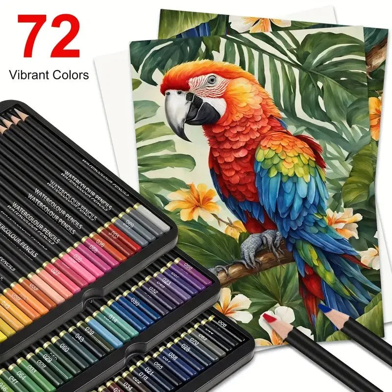 Brutfuner 72 watercolor pencils - vibrant art set for adults professional quality ideal blending effects with wet