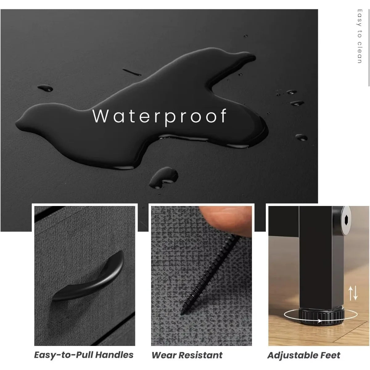 Nightstand with 2 storage drawers,small bed side furniture wooden top fabric cabinet kids night stand - united states