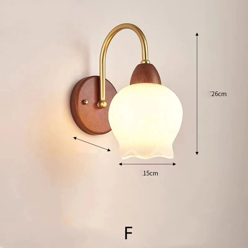 Modern indoor wall light lamp suitable for bedroom bedside living room home decor fixture wooden vintage led lamps - f