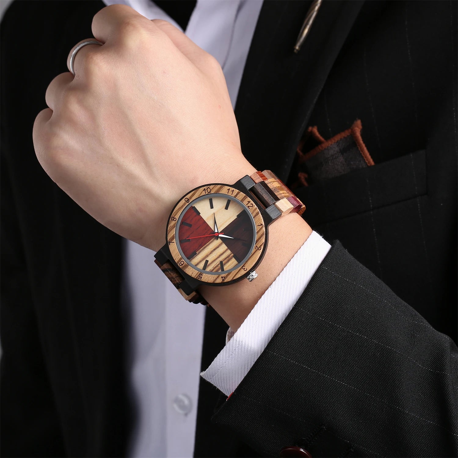Personalized fashion creative men’s watch multi color dial colorful strap luminous wooden quartz watches relojes para
