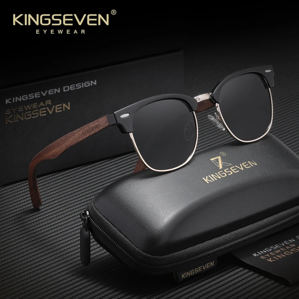 Kingseven brand black walnut wood sunglasses for men women polarized high quality sun glasses uv400 eyewear shades