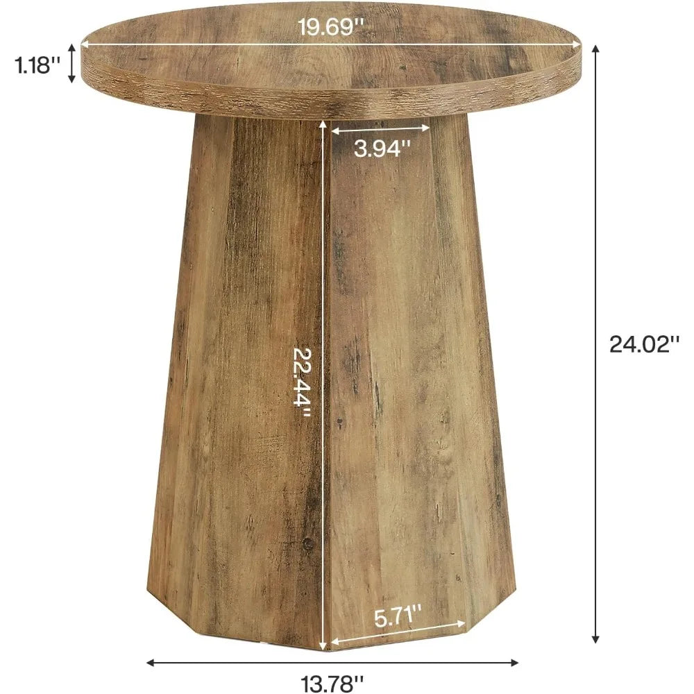 Tribesigns round pedestal end table farmhouse couch side with octagonal base nightstand accent wooden drink stand (1 ru