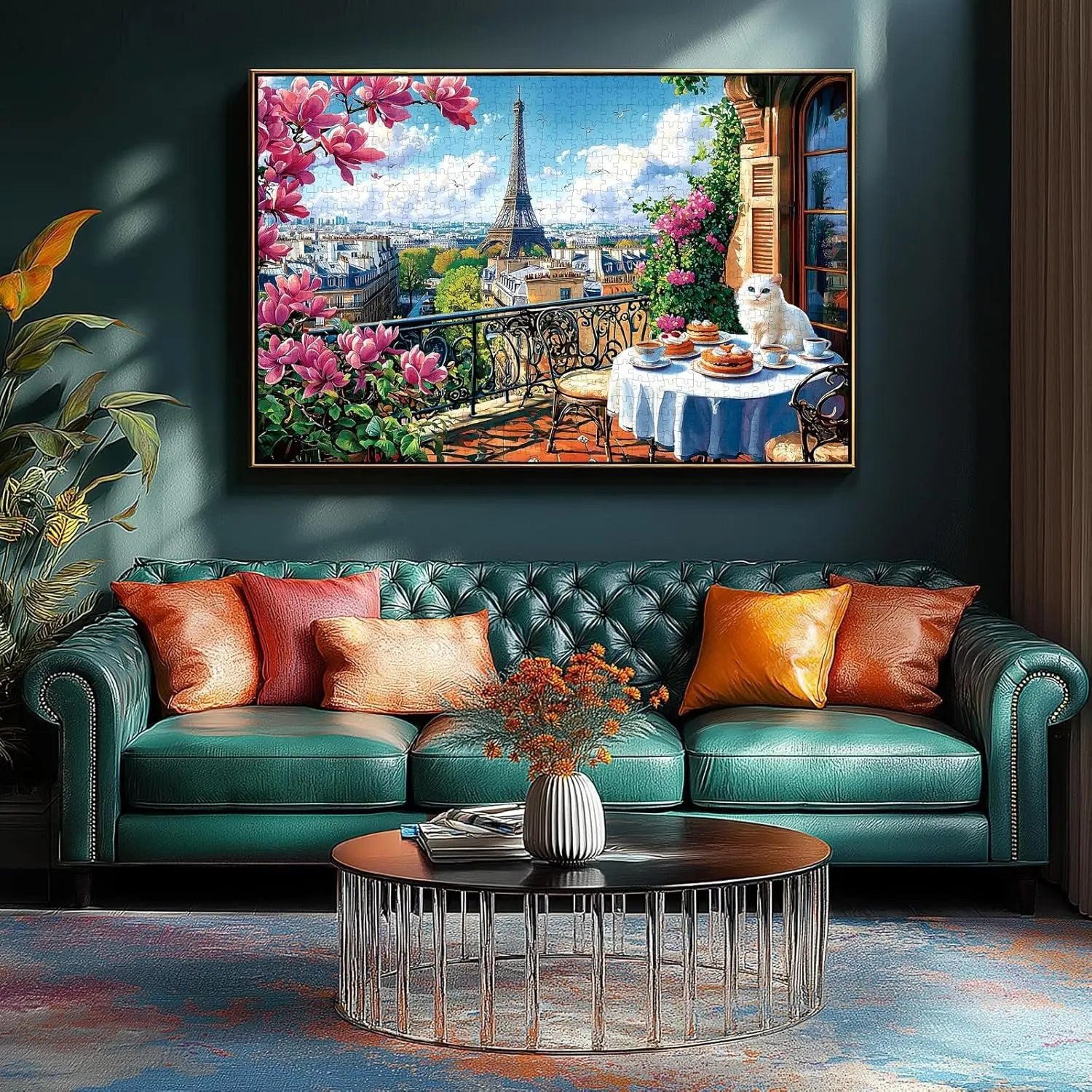 Adult paris springtime tea cat jigsaw puzzle 1000/500/300/120 pieces stress relief entertainment toys puzzles christmas