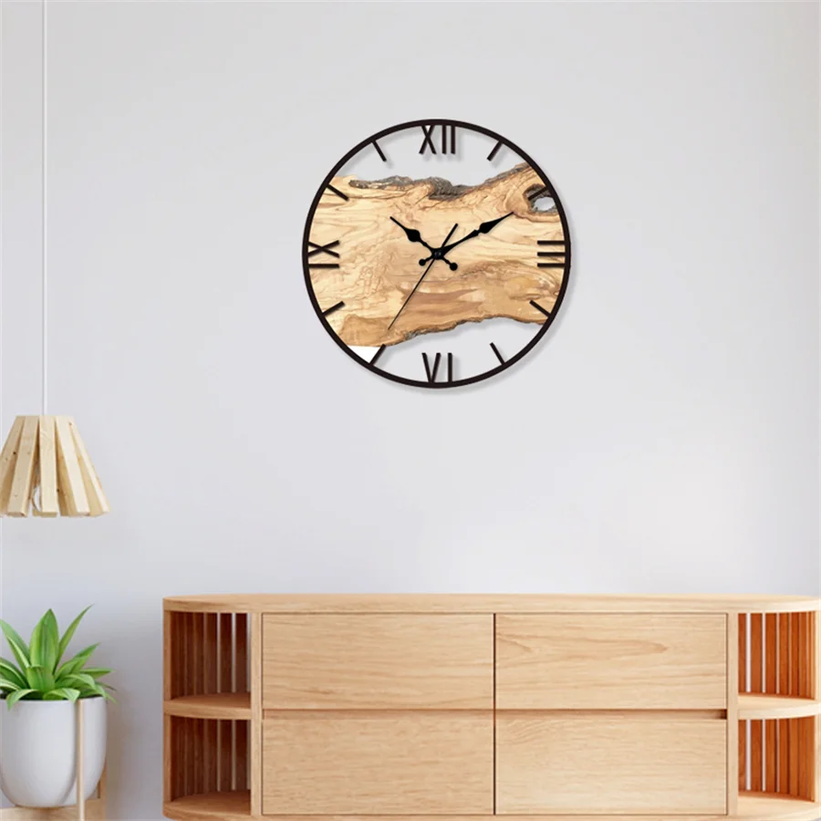 Acrylic wood grain wall clocks brief home hanging clock minimalist design living room art watch decoration - 02 c