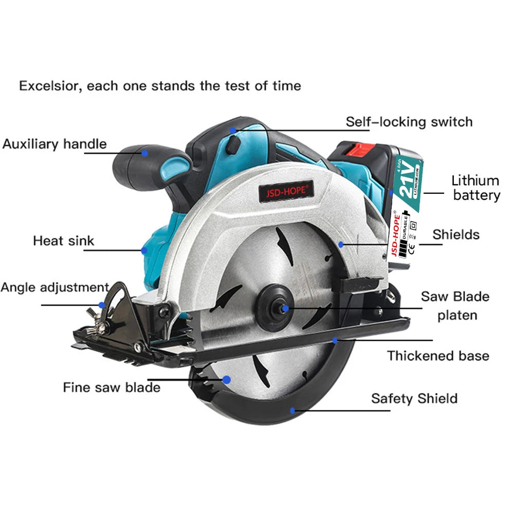 Brushless lithium electric circular saw 7 inch rechargeable portable woodworking stone cutting machine flip disc