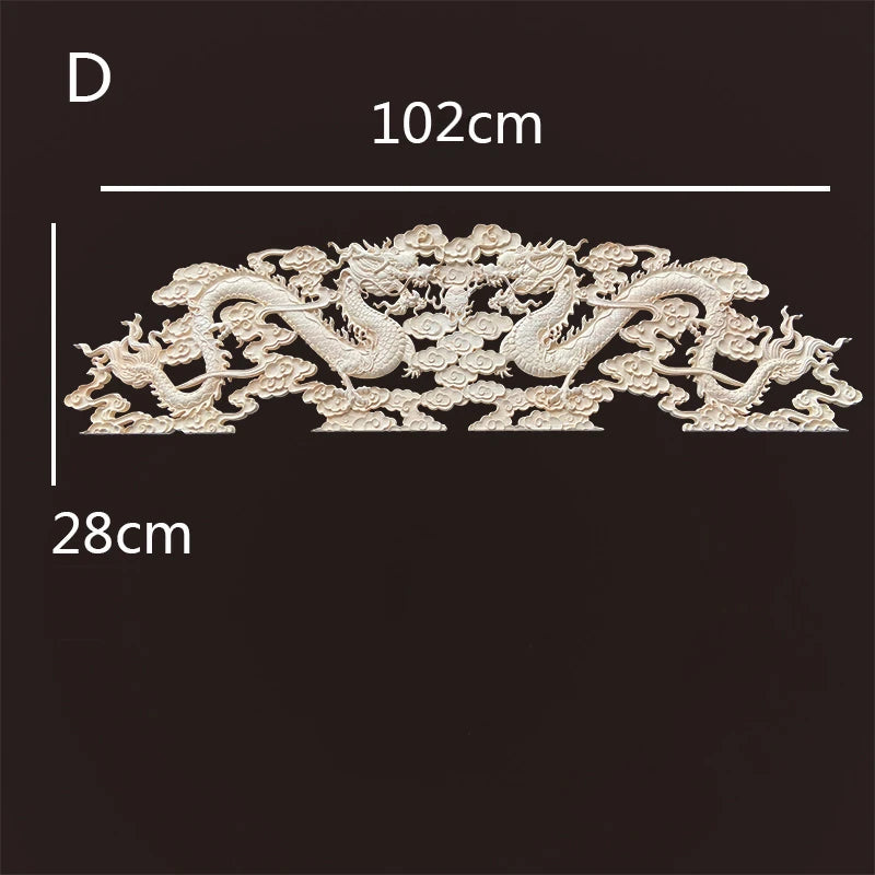 Chinese dragon wood carving onlays and appliques home decorations accessories antique moulding decals for furniture