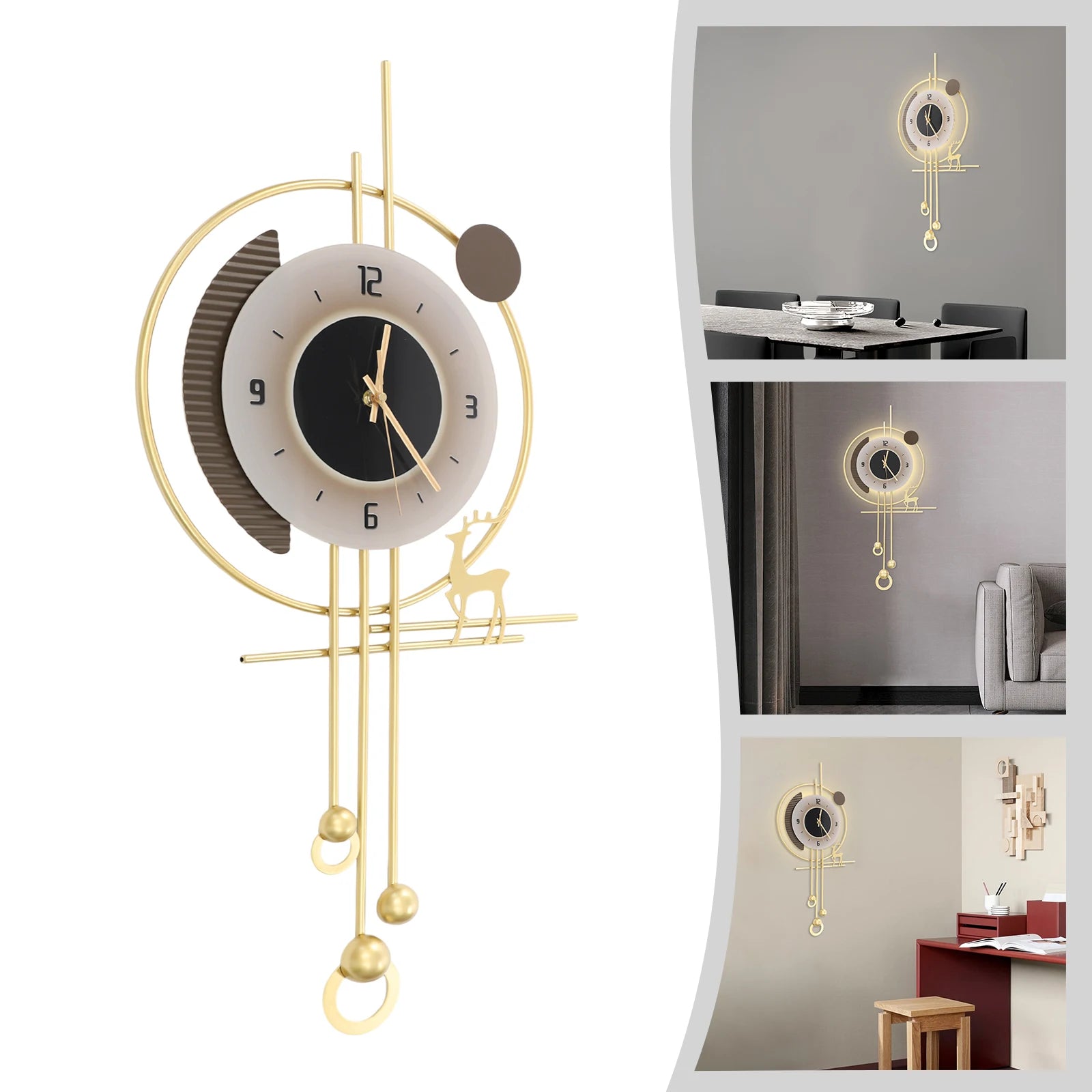 Modern gold iron wall clock,sound-control 39x24x80 cm led lighting clock battery powered wall-mounted for home,bedroom