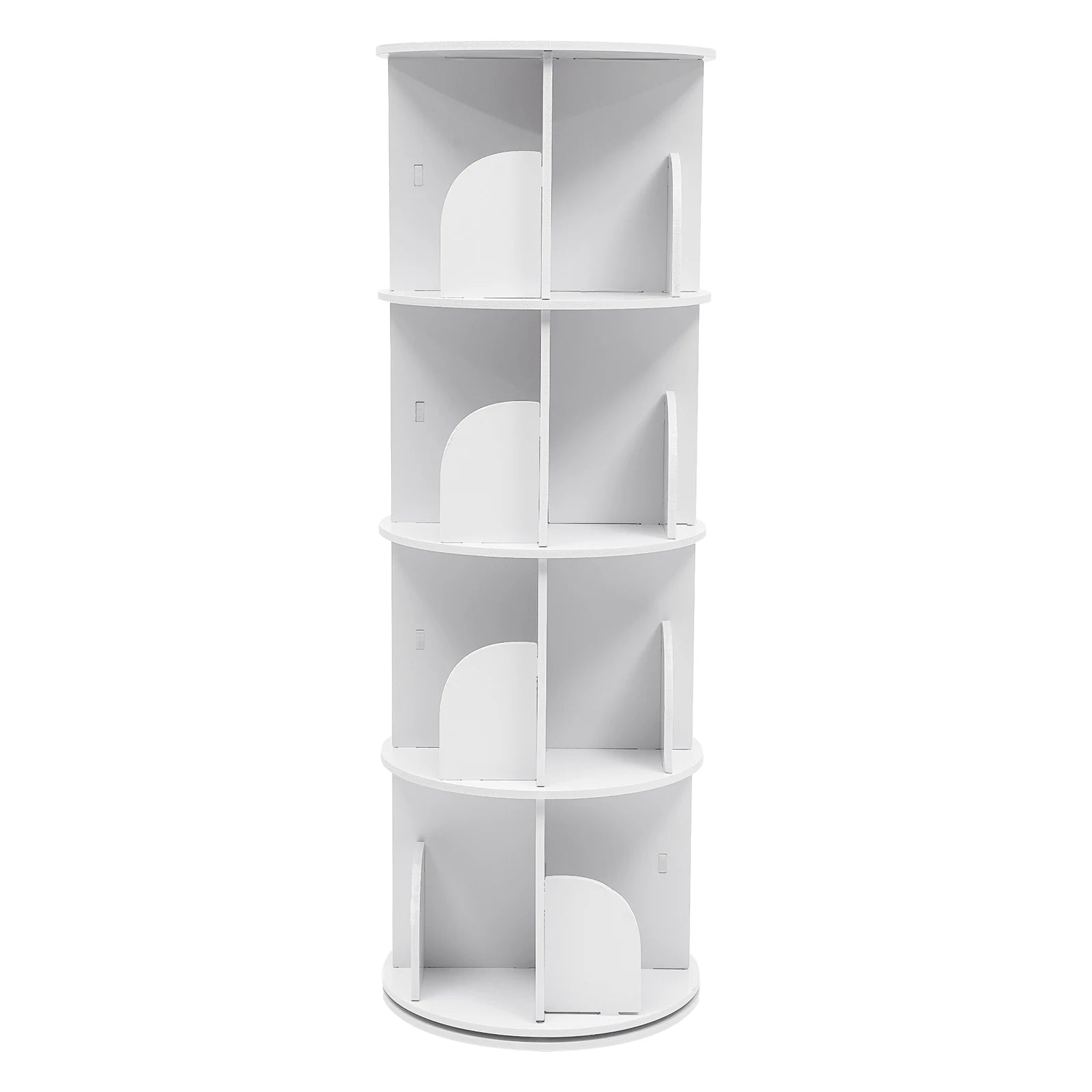 2/4-tier wooden rotatable bookshelf - 360°display floor standing storage rack white multifunctional organizer - 4-tier