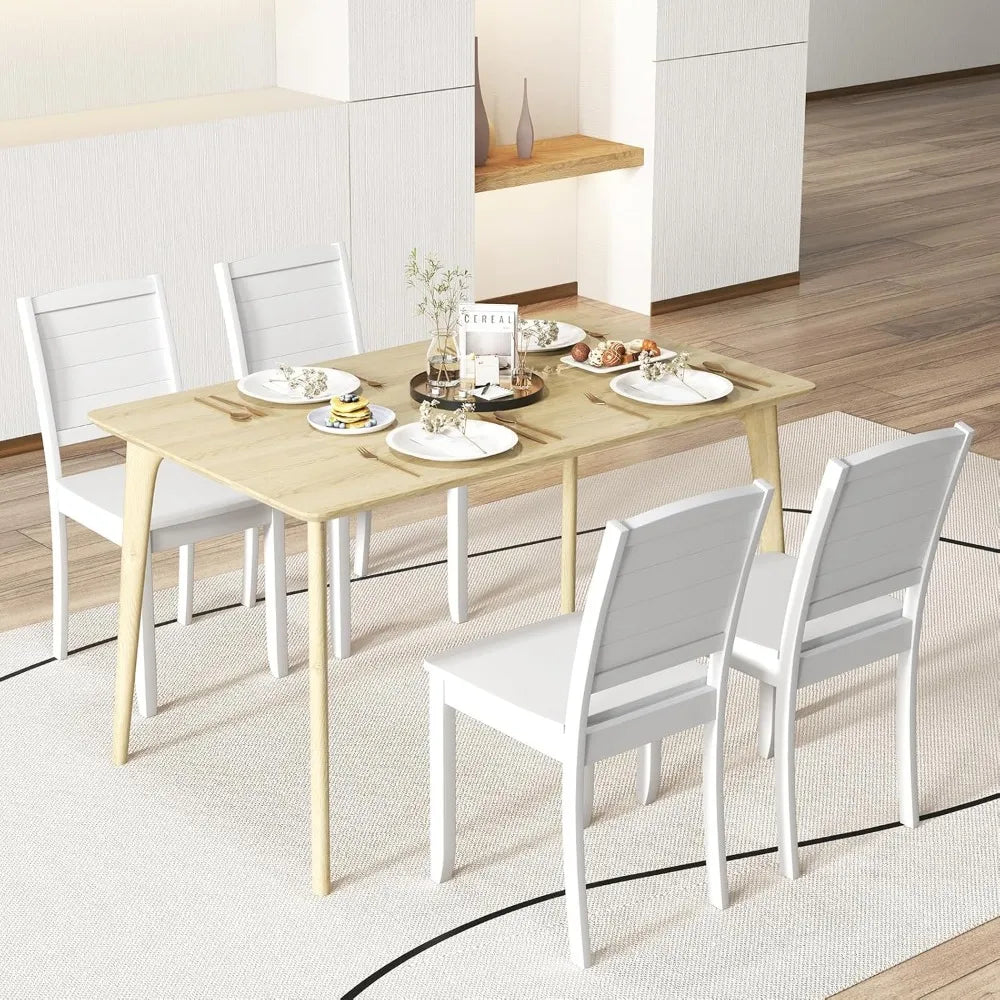 Wood dining chairs set of 4 modern kitchen w/rubber legs curved backrest farmhouse diner chairs,